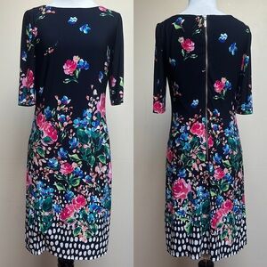 Eliza J Navy Floral Shift Dress Size 0
